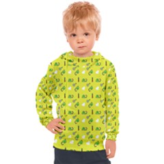 Green Elephant Pattern Yellow Kids  Hooded Pullover by snowwhitegirl