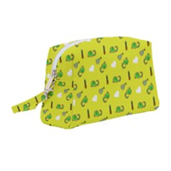 Green Elephant Pattern Yellow Wristlet Pouch Bag (medium) by snowwhitegirl