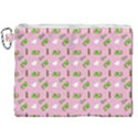 Green Elephant Pattern Pink Canvas Cosmetic Bag (XXL) View1