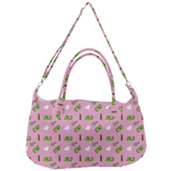 Green Elephant Pattern Pink Removal Strap Handbag by snowwhitegirl