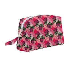 Doily Rose Pattern Watermelon Pink Wristlet Pouch Bag (medium) by snowwhitegirl