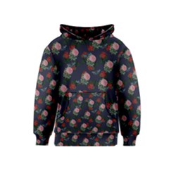 Dark Floral Butterfly Blue Kids  Pullover Hoodie by snowwhitegirl