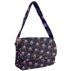 Dark Floral Butterfly Blue Courier Bag by snowwhitegirl