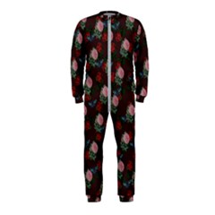 Dark Floral Butterfly Burgundy Onepiece Jumpsuit (kids) by snowwhitegirl