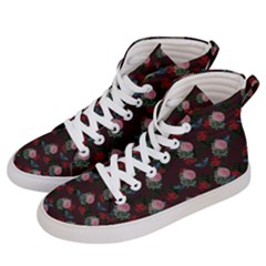 Dark Floral Butterfly Burgundy Men s Hi-top Skate Sneakers by snowwhitegirl