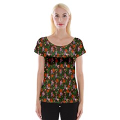 Fiola Pattern Brown Cap Sleeve Top by snowwhitegirl
