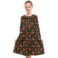 Fiola Pattern Brown Kids  Midi Sailor Dress