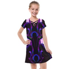Demon Ethnic Mask Extreme Close Up Illustration Kids  Cross Web Dress by dflcprintsclothing