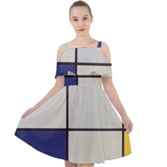 Tableau I, By Piet Mondriaan Cut Out Shoulders Chiffon Dress by Sobalvarro