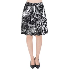 Graffiti Abstract Collage Print Pattern Velvet High Waist Skirt by dflcprintsclothing