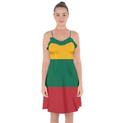 Lithuania Flag Ruffle Detail Chiffon Dress by FlagGallery