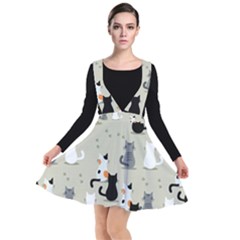 Cute Cat Seamless Pattern Plunge Pinafore Dress by Vaneshart