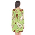 Cute Hand Drawn Cat Seamless Pattern Long Sleeve V-neck Flare Dress View2