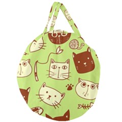 Cute Hand Drawn Cat Seamless Pattern Giant Round Zipper Tote by Vaneshart