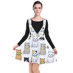 Cat Kitten Seamless Pattern Plunge Pinafore Dress by Vaneshart