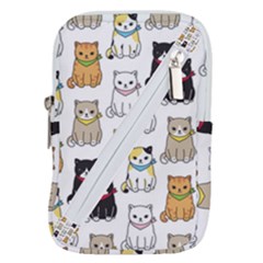 Cat Kitten Seamless Pattern Belt Pouch Bag (large) by Vaneshart