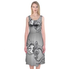 Decorative Clef, Zentangle Design Midi Sleeveless Dress by FantasyWorld7