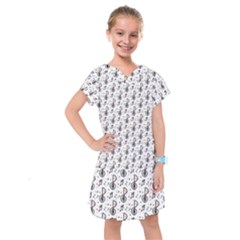 Musical Notes Pattern Kids  Drop Waist Dress by Wegoenart