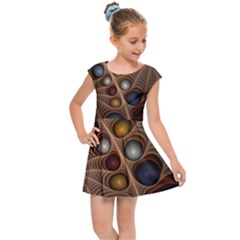 Fractal Fantasy Abstract Design Kids  Cap Sleeve Dress by Wegoenart