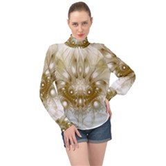 Fractal Fantasy Background Pattern High Neck Long Sleeve Chiffon Top by Wegoenart