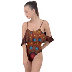 Fractal Fantasy Design Swirl Drape Piece Swimsuit by Wegoenart