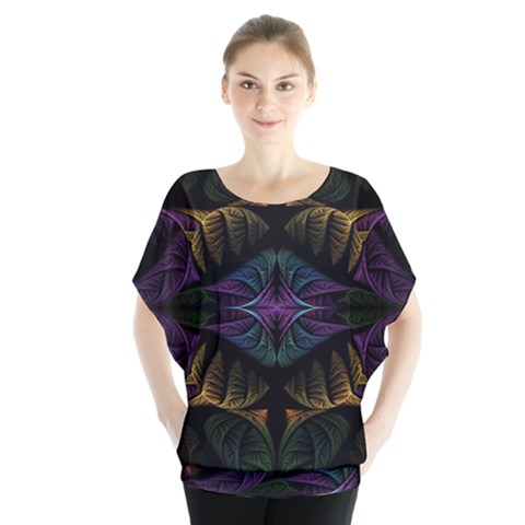 Fractal Abstract Background Pattern Art Batwing Chiffon Blouse by Wegoenart