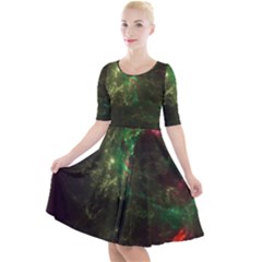 Space Cosmos Galaxy Universe Sky Quarter Sleeve A-line Dress by Wegoenart