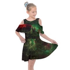 Space Cosmos Galaxy Universe Sky Kids  Shoulder Cutout Chiffon Dress by Wegoenart