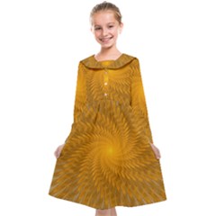 Fractal Abstract Background Pattern Gold Golden Yellow Kids  Midi Sailor Dress by Wegoenart