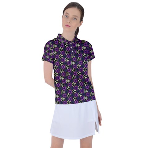 Wallpaper Floral Pattern Purple Women s Polo Tee by Wegoenart