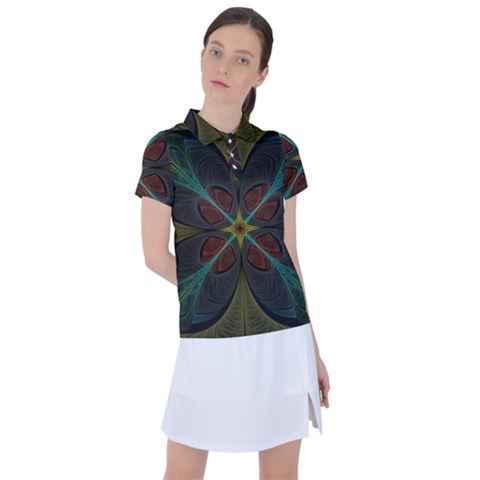 Fractal Art Abstract Pattern Women s Polo Tee by Wegoenart