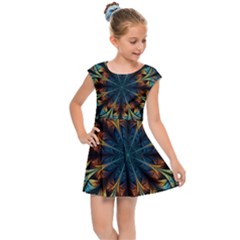 Fractal Flower Fantasy Floral Kids  Cap Sleeve Dress by Wegoenart