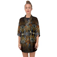 Fractal Art Abstract Pattern Half Sleeve Chiffon Kimono by Wegoenart