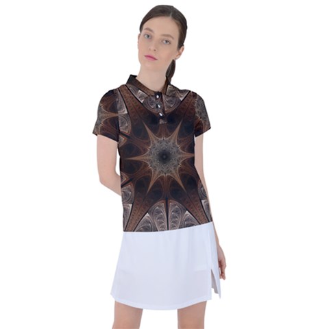 Fractal Abstract Star Pattern Women s Polo Tee by Wegoenart