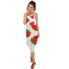 Seamless Pattern Fresh Strawberry Waist Tie Cover Up Chiffon Dress by Wegoenart