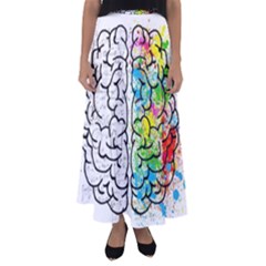 Brain Mind Psychology Idea Drawing Flared Maxi Skirt by Wegoenart