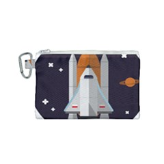 Rocket Space Universe Spaceship Canvas Cosmetic Bag (small) by Wegoenart