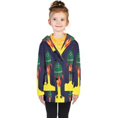 Rocket Halftone Astrology Astronaut Kids  Double Breasted Button Coat by Wegoenart