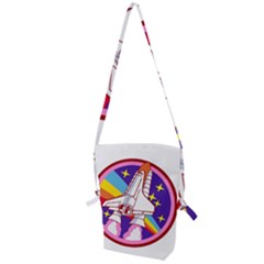 Pink Rainbow Rocket Folding Shoulder Bag by Wegoenart