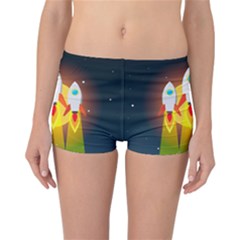 Rocket Take Off Missiles Cosmos Reversible Boyleg Bikini Bottoms by Wegoenart