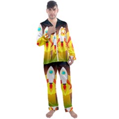 Rocket Take Off Missiles Cosmos Men s Satin Pajamas Long Pants Set by Wegoenart