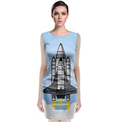 Rocket Shuttle Spaceship Science Sleeveless Velvet Midi Dress by Wegoenart