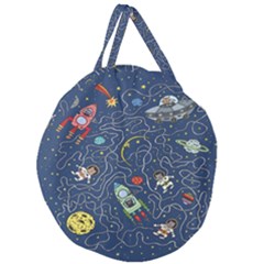 Cat Cosmos Cosmonaut Rocket Giant Round Zipper Tote by Wegoenart