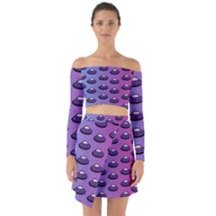 Ufo Alien Pattern Off Shoulder Top With Skirt Set by Wegoenart