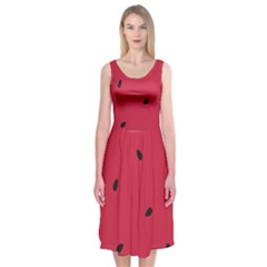 Minimalist Summer Watermelon Wallpaper Midi Sleeveless Dress by Nexatart