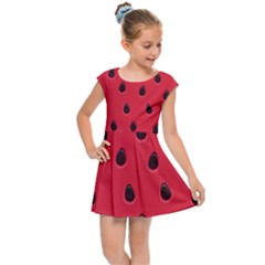 Seamless Watermelon Surface Texture Kids  Cap Sleeve Dress by Nexatart