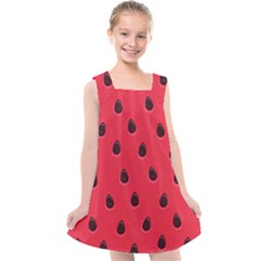 Seamless Watermelon Surface Texture Kids  Cross Back Dress by Nexatart