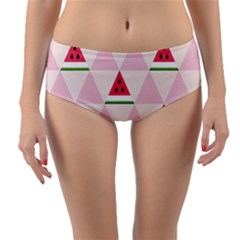 Seamless Pattern Watermelon Slices Geometric Style Reversible Mid-waist Bikini Bottoms by Nexatart