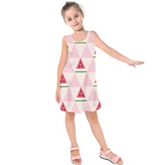 Seamless Pattern Watermelon Slices Geometric Style Kids  Sleeveless Dress by Nexatart