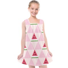 Seamless Pattern Watermelon Slices Geometric Style Kids  Cross Back Dress by Nexatart